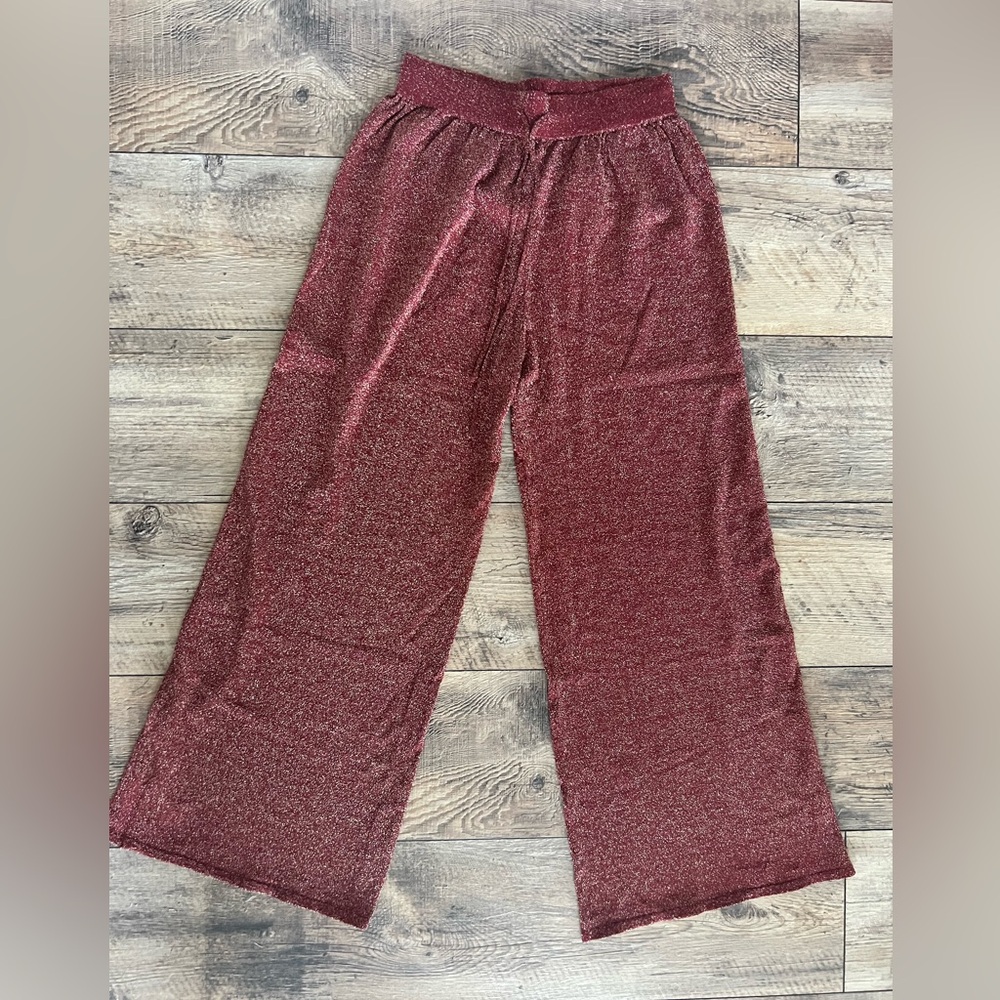 Mango Shimmering Red Pull on pants